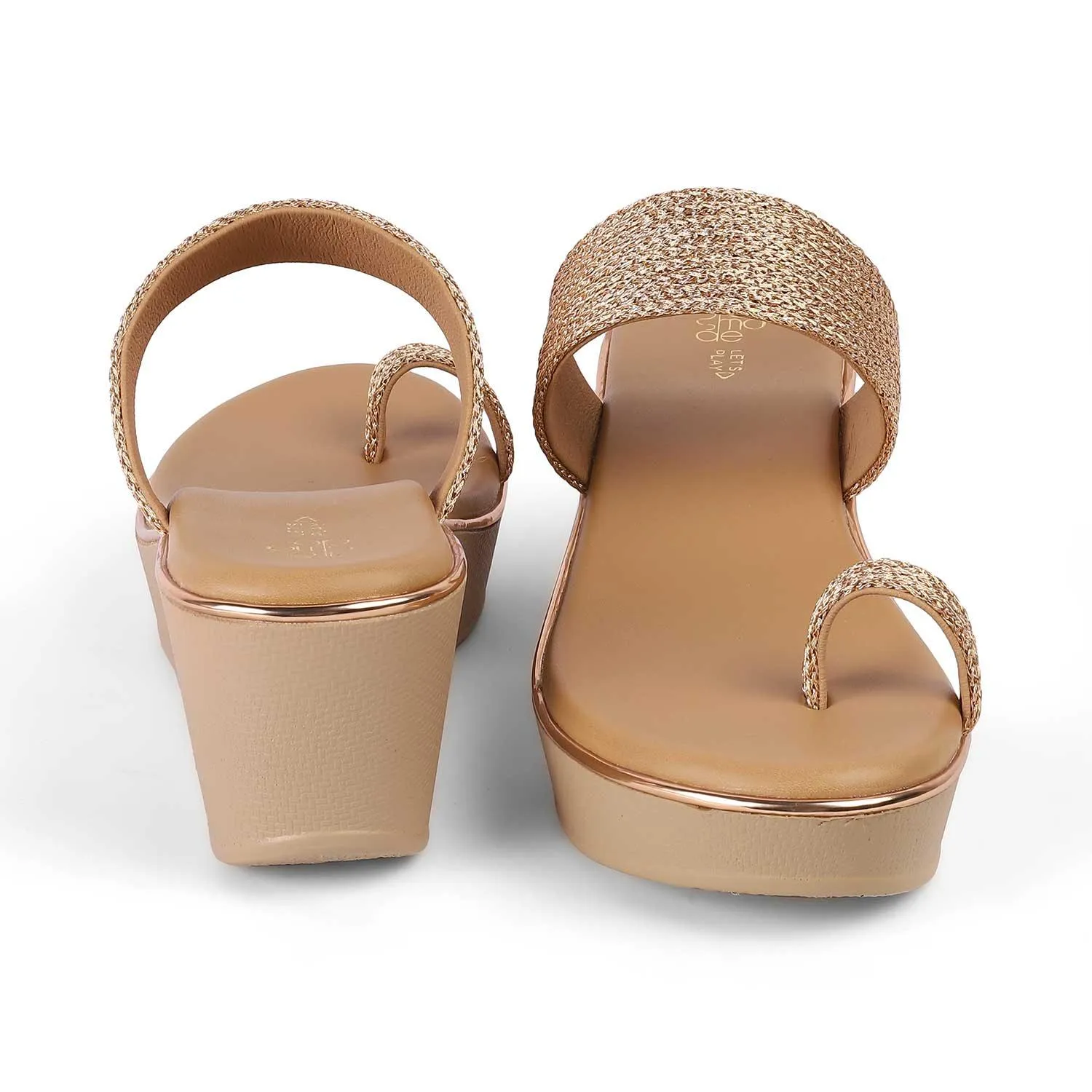 Tresmode Adriana Champagne Women's Dress Wedge Sandals